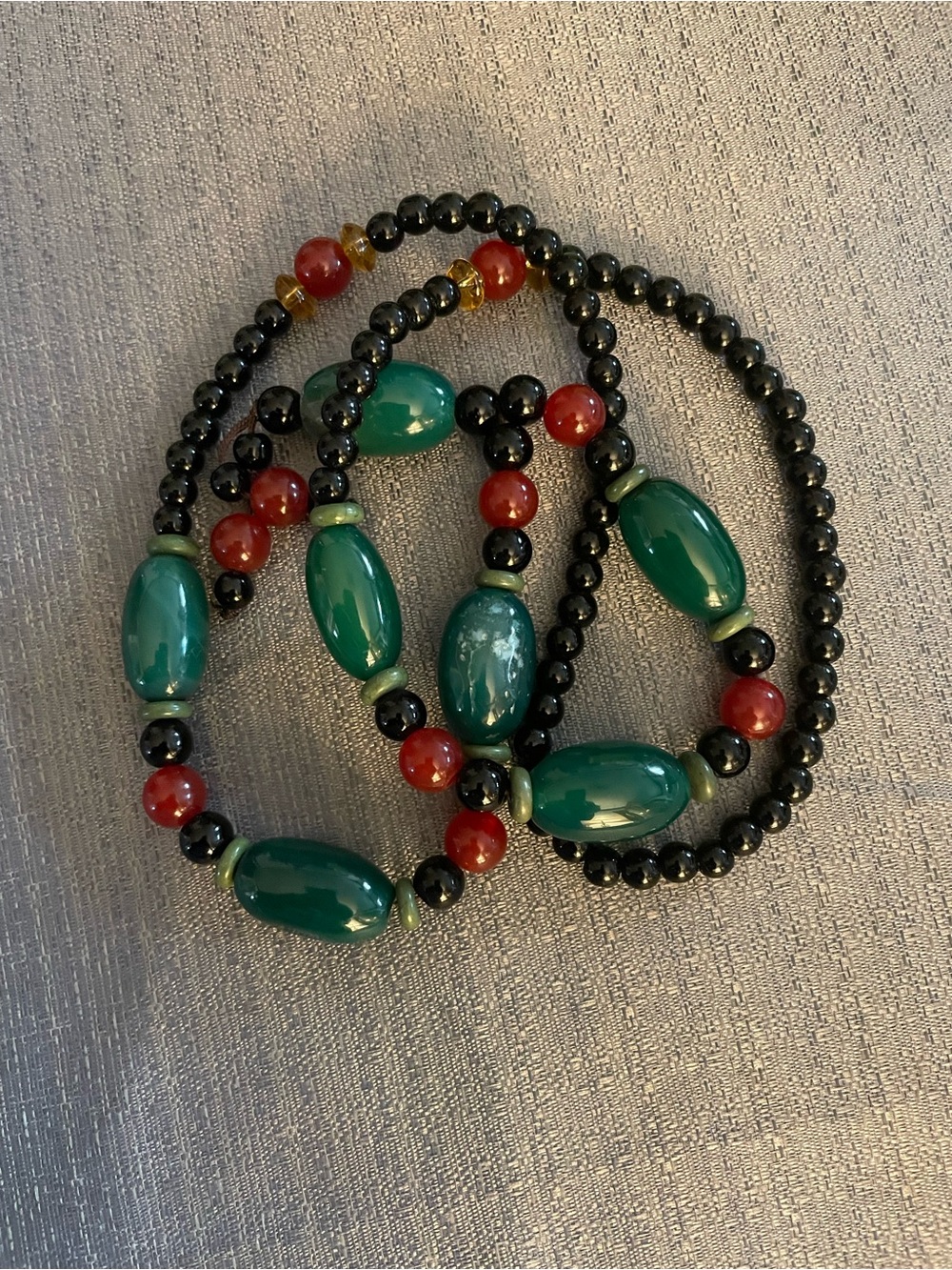Handmade Green-Red & Black Beaded Statement Necklace Made In Senegal